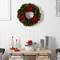 24" White LED Lights Poinsettia, Berry & Pinecone Artificial Wreath